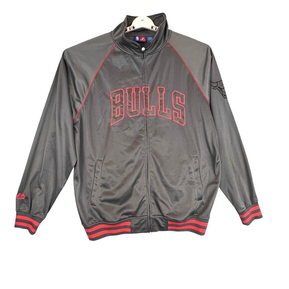 Chicago Bulls Mens XLT Jacket NBA Basketball Fleece Lined Full Zip Majestic - Picture 3 of 12